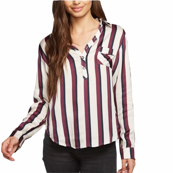 NEW Chaser Silky Basics Henley Shirt L Stripes - Picture 8 of 8
